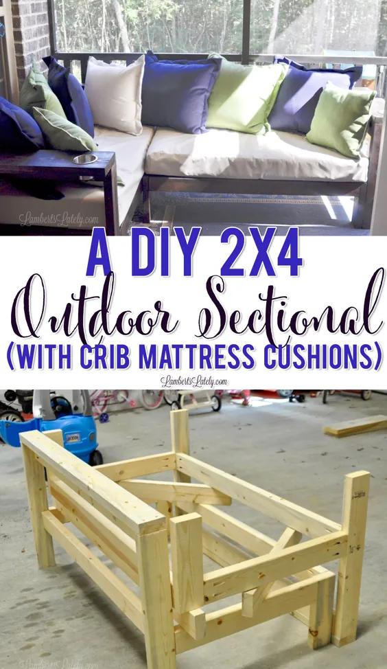 یک DIY 2x4 مقطعی در فضای باز (با کوسن تشک تختخواب)