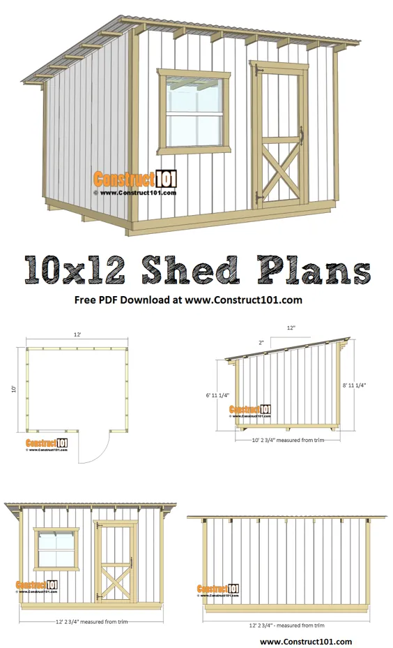 10x12 Lean To Shed Plans - بارگیری PDF - سازه 101