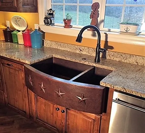 سینک ظرفشویی مجهز به آشپزخانه 33 اینچی با جلو و گرد و طرح 4 ستاره در پیشبند