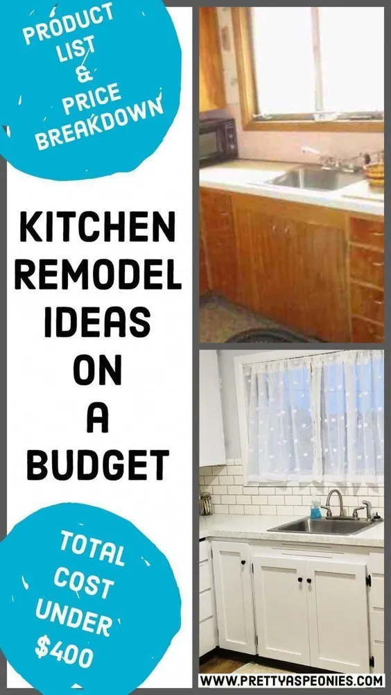بازسازی آشپزخانه بودجه: چگونه من با کمتر از 400 دلار آشپزخانه کوچک خود را بازسازی کردم |  Pretty As Peonies