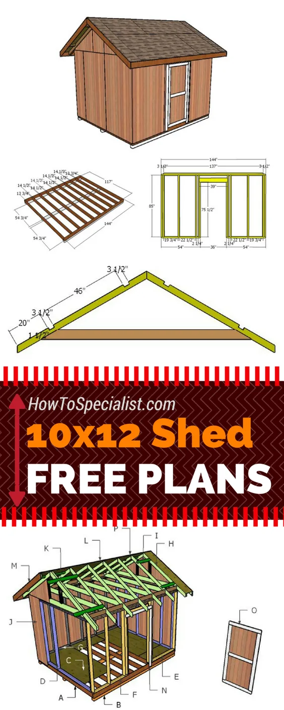 طرح های 10x12 Shed رایگان |  HowToSpecialist - چگونه می توان برنامه های DIY را گام به گام ساخت