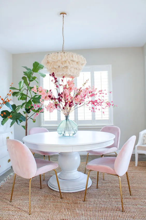 چیدمان شکوفه های گیلاس جعلی صورتی ساده برای دکوراسیون منزل