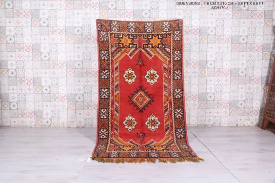 فرش عتیقه مراکشی 3.8 FT X 6.8 FT فرش بربر پرنعمت | اتسی