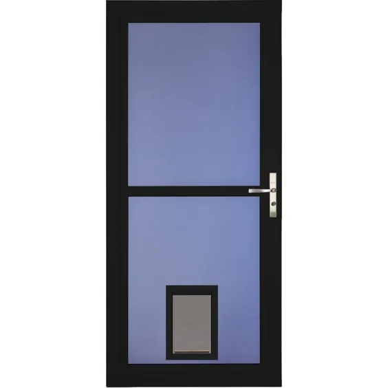 LARSON Tradewinds Pet Door 32-in x 81-in Black Full View Universal Reversible Aluminium Storm Door Lowes.com