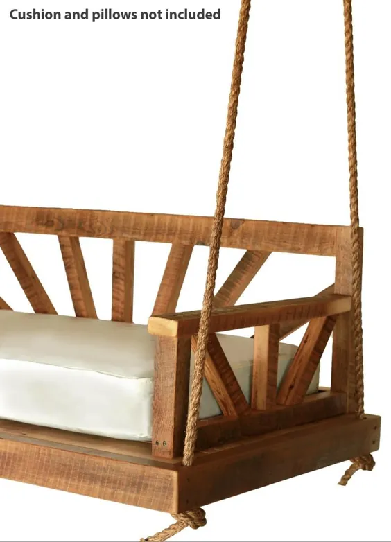 تخت تخت تختخواب اندازه تخت ساخته شده از تخت خواب تاب ایوان چوبی اصلاح شده |  اتسی