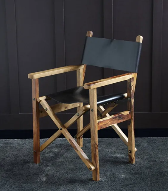 صندلی مدیر صندلی چوبی تاشو صندلی چرمی مشکی |  اتسی