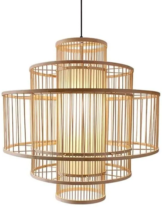 XIAOXY لوستر حصیری حصیری بافته شده چینی Zen رستوران خلاق Grass Rattan Hanging Light Hotel Inn Farm Tea House چراغ آویز بامبو عتیقه