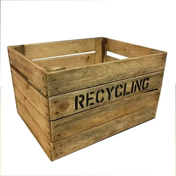 بازیافت سطل آشپزخانه - جعبه ذخیره سازی چوبی شیک دکوراسیون اتاق آشپزخانه - سبک روستایی - استنسیل سفارشی