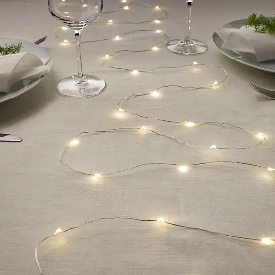 چراغ رشته ای VISSVASS LED با 40 چراغ ، داخلی ، رنگ نقره ای با استفاده از باتری - IKEA