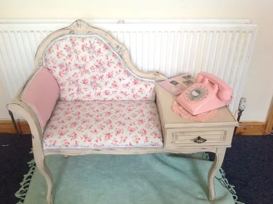 میز تلفن قدیمی و شیک Shabby نقاشی شده در Annie Sloan Old Ocher Refurbished | eBay