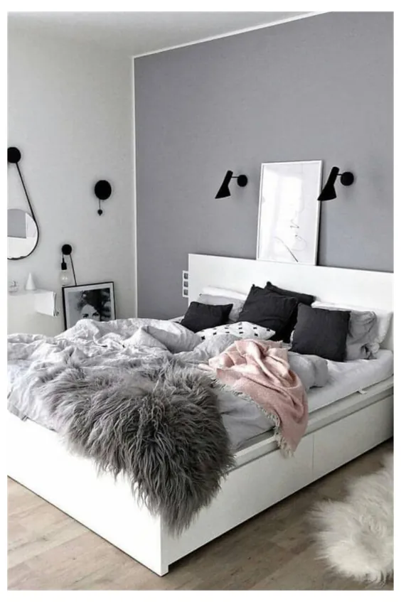 رنگ دیوار مبلمان اتاق خواب خاکستری