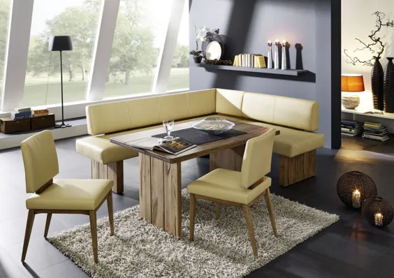 Moderne Eckbank aus bestem Massivholz und Leder |  Naturnah Möbel