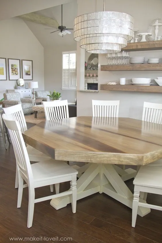 میز اتاق ناهارخوری هشت ضلعی DIY base با پایه یک خانه کشاورزی!