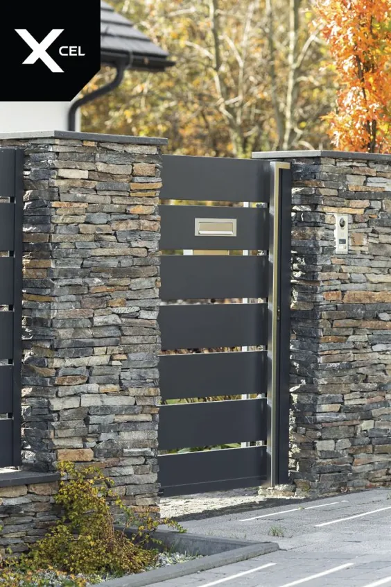 دروازه آلومینیوم مدرن در آنتراسیت // Nowoczesna furtka aluminiowa w kolorze grafitowym