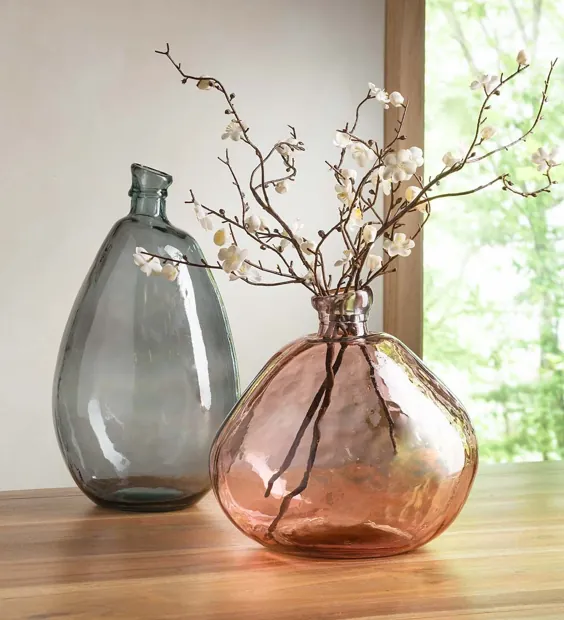 گلدان های بادکنکی شیشه ای بازیافتی صورتی و خاکستری ، ست 2 تایی - صورتی / خاکستری |  گاوآهن