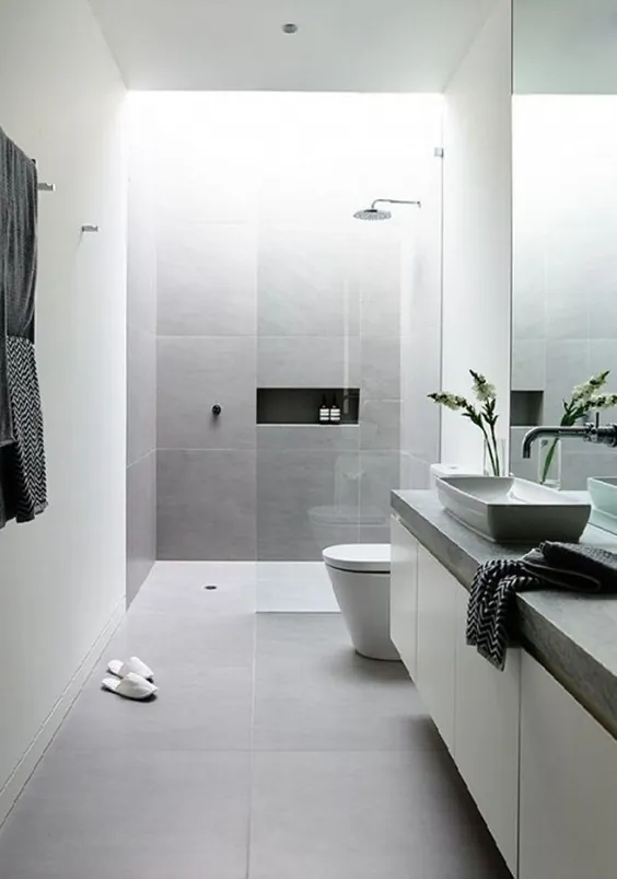 ایده های حمام خاکستری و سفید مدرن
