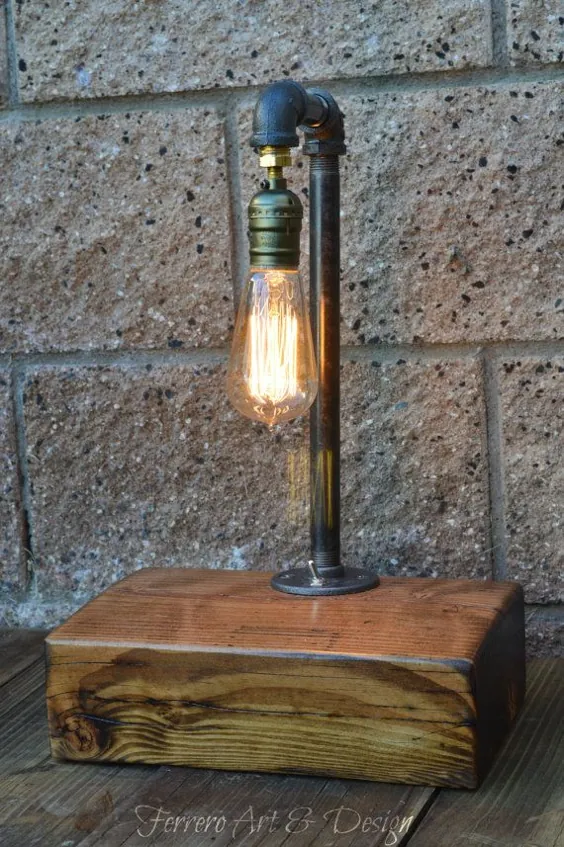 لامپ ادیسون ، لامپ Steampunk ، دکوراسیون Upcycle ، چراغ میز ، چراغ شبانه ، لامپ صنعتی ، چراغ میز ، لامپ منحصر به فرد ، چوب اصلاح شده