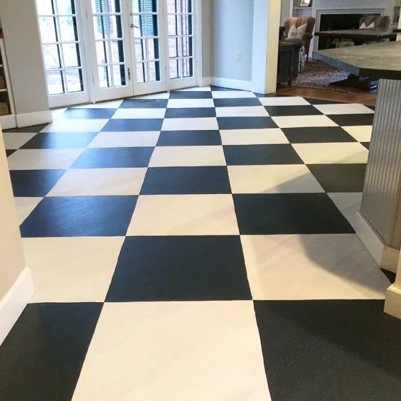 نحوه رنگ آمیزی یک خانه چهارخانه سیاه و سفید نقاشی شده با شطرنجی