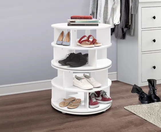 Furinno Revolving 4 Tier Shoe Rack Organizer ، چوب سفید ، معاصر - Walmart.com