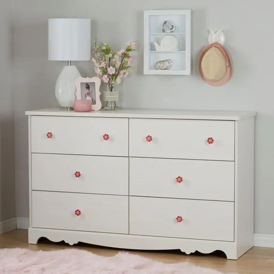 South Shore Lily Rose 6-drawer White Wash Dresser-10078 - انبار خانه