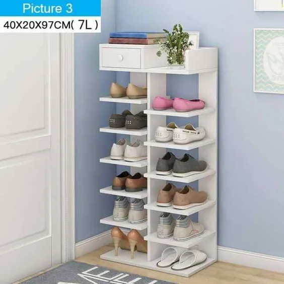 Double Row Shoe Rack scarpiera organizer Wooden Home Furniture estanteria para zapatos برای اتاق نشیمن کابینت کفش با کشو - 3