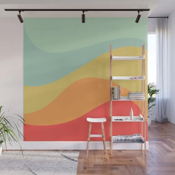 Waves Color Color - نقاشی دیواری دیواری رنگین کمان روشن توسط midcenturymodern