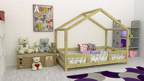تختخواب مونته سوری طرح تخت خواب خانه کامل با نرده ها |  اتسی