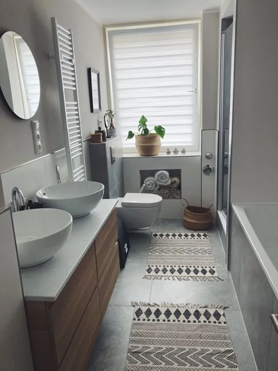 حمام - خاکستری روشن و سفید