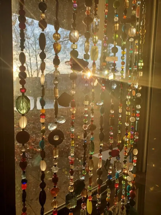 پرده های مهره پنجره Bohemian Sun catcher سنگهای قیمتی معتبر رنگارنگ شیشه چک کریستال ، فلز ، اکریلیک