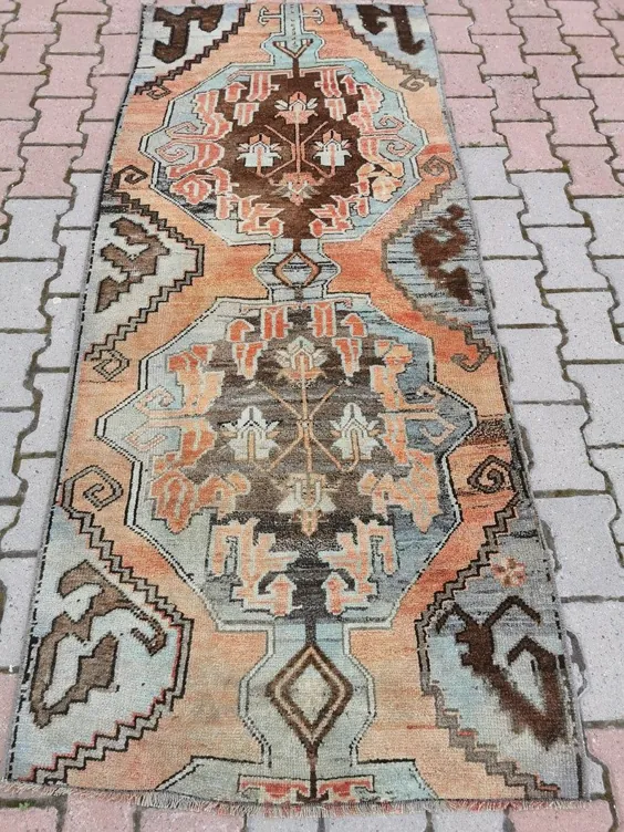 فرش ایرانی فرش 3.1x7.2ft OrangeAfghan فرش منطقه فارسی |  اتسی