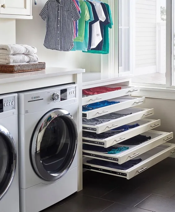 طراحی داخلی و دکوراسیون منزل در اینستاگرام: "فکر خشک کردن کشوها در اتاق لباسشویی شماست؟"
