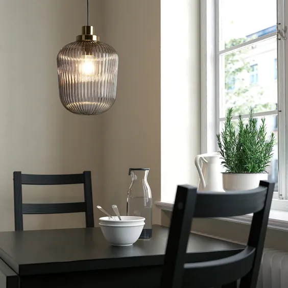 چراغ آویز SOLKLINT ، برنج / شیشه خاکستری شفاف ، 9 اینچی - IKEA
