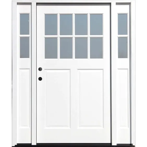 Creative Entryways Craftsman 70 in x 80 in Wood Woodcraftman Right Right Inswing White Painted Prehung Single Door with Lighting Sights with Brickmould Lowes.com