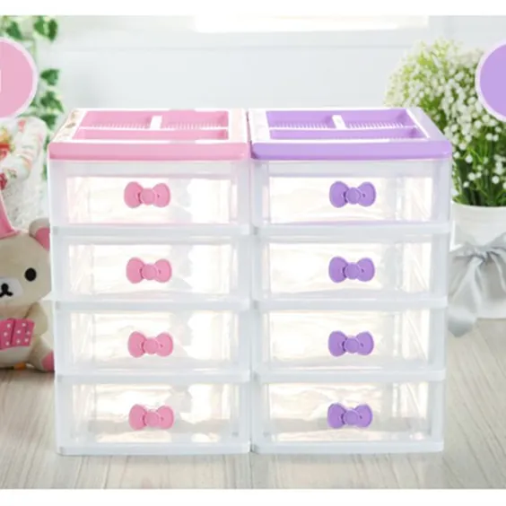 8.01 دلار آمریکا | Pretty Plastic Desk Storage Box 2،3،4 Layer Makeup Organizer Home Sundries Drawer Organizer Pink Purple Makeup Storage Box | جعبه ذخیره سازی میز | جعبه ذخیره سازی آرایش جعبه ذخیره سازی - AliExpress
