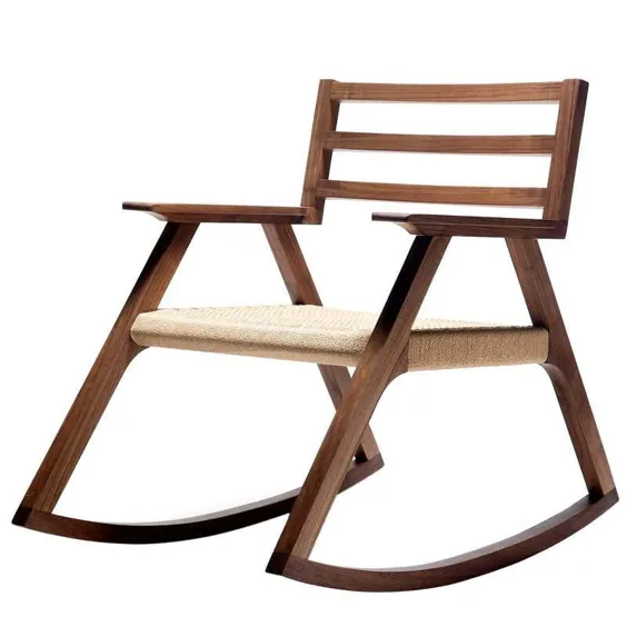 صندلی گهواره ای Giacomo ، گردو و بند ناف دانمارکی بافته شده