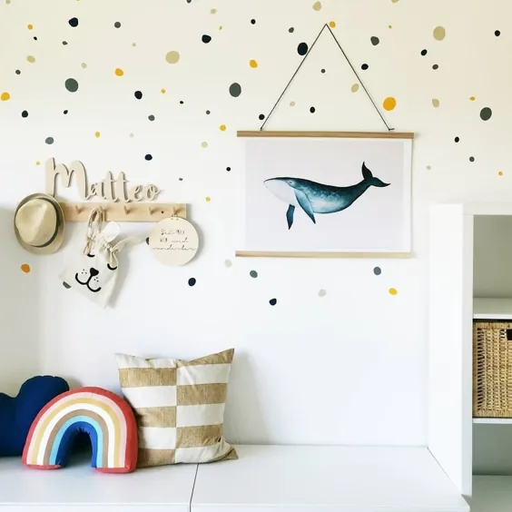 تابلوچسبهای دیواری نقطه پولکا ، عکس برگردان دیواری نقطه ای طرح دار چند رنگ ، نقاط نامنظم ، پوست و استیک ، دکوراسیون اتاق کودک و اتاق کودک