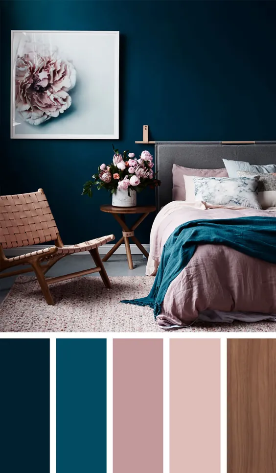12 ایده طرح رنگی اتاق خواب زرق و برق دار برای ایجاد یک بودوآر شایسته مجله