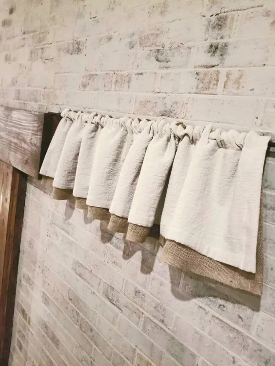 پرده پارچه ای رها شده پرده روستایی Burlap Valance Farmhouse | اتسی