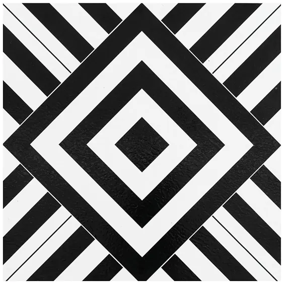 کاشی های کف وینیل لایه بردار و استیک مربع 12 "Achim Retro هندسی چندتایی سیاه و سفید (مجموعه 20)