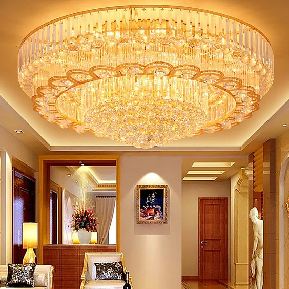 چراغ سقفی کریستال LED LED Flush Mount گرد اتاق نشیمن لابی هتل