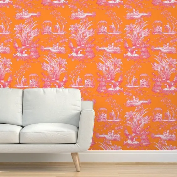 Toile Wallpaper Chinoiserie Toile Orangerie توسط |  اتسی