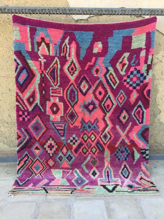 فرش Boujaad 6x8 6x8 فرش فرش صورتی مراکشی Boho فرش Vintage |  اتسی