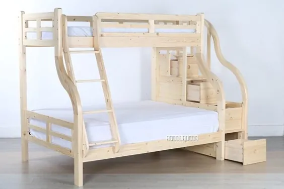 تخت تختخواب سفری یک نفره و دو نفره با پلکان ذخیره سازی * چوب جامد کاج
