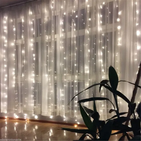 پرده نور خالص نور LED داخلی باغ بیرونی دکوراسیون چراغ پری کریسمس • 8،99 یورو