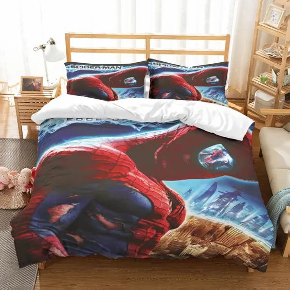 مجموعه خواب ملافه سه بعدی مرد عنکبوتی ست روتختی مجموعه اتاق خواب تختخواب