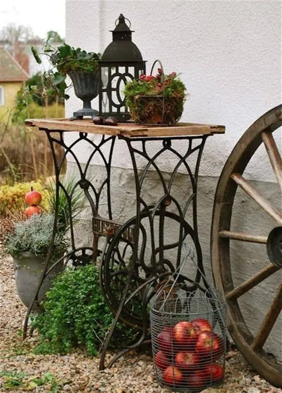 ایده های کاشت ماشین چرخ خیاطی Vintage - تزئینات بالکن و ایده های باغ سازگار با محیط زیست