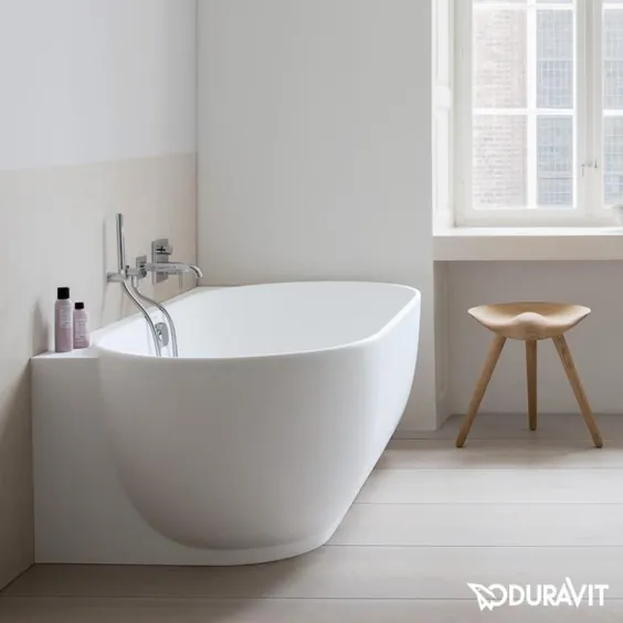 وان صرفه جویی در فضا Duravit Luv با تابلو بدون سوراخ کردن لبه وان