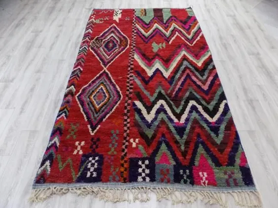 فرش آزیلال ، فرش مراکش ، فرش مراکش مراکشی ، فرش بربر ، عزیزال ، فرش مراکش ، فرش مراکشی صورتی ، فرش 9x6