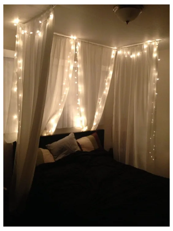 تخت خواب سایبان با نور اتاق خواب رمانتیک