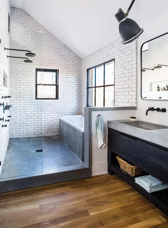 حسادت اتاق: در سرنبه ، یک حمام مستر با زیبایی مدرن در مزرعه - مجله آتلانتا